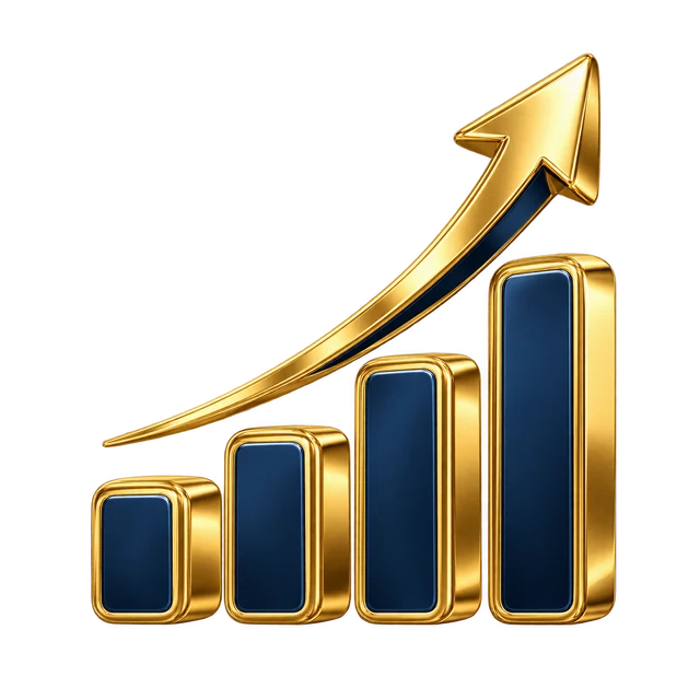 Gold grow & expand illustration